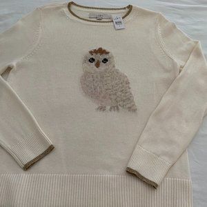 Loft graphic sweater, size medium ivory with gold trim.